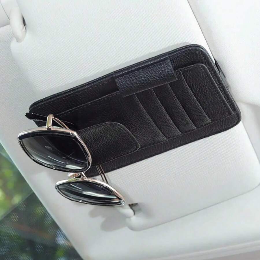 1pc Car Sun Visor Organizer Multi-Pocket Auto Interior Accessories Pocket Organizer Car Document Storage Pouch Pen Holder - Black - View 1