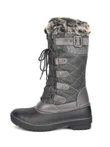 Women's Warm Mid Calf Winter Snow Boots Waterproof Outdoor Winter Holiday Festival Black Boots - 淺灰色 - 查看 5