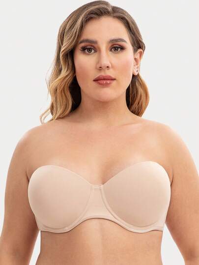 Women's Plus Size Non-Slip Underwire Strapless Bra