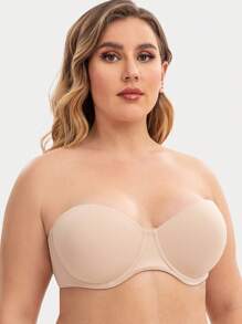 Women's Plus Size Non-Slip Underwire Strapless Bra - Apricot - View 3