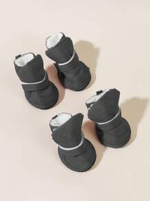 4pcs Lamb Wool Pet Snow Boots, Warm Thermal Lining, Suitable For Small To Medium Pets Indoor And Outdoor Wear