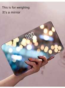 迷你鏡面電子秤,適合家庭使用,內置可充電電池,高精度身體重量秤,具有全屏功能,可用作化妝鏡 - 草莓兔 - 查看 7