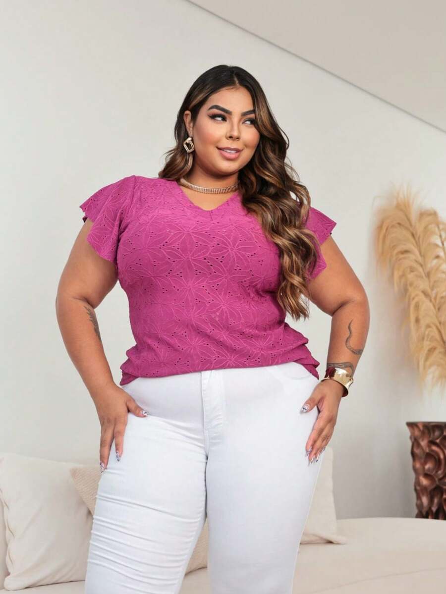 Women Blouses - 玫瑰紅 - 查看 1