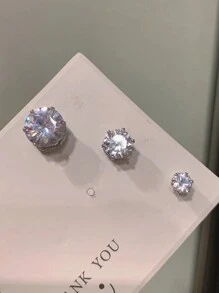 3 件/組人造磁性夾式耳環,適合無耳洞女士 - 銀色 - 查看 2