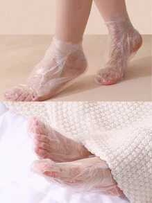 100pcs Disposable Foot Film Cover To Prevent Dry & Cracked Feet, Moisturizing & Testing Foot Cover, Protective Foot Film Shoe Cover - Clear - View 4