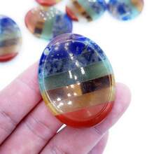 Thumb Worry Stone For Anxiety, 7 Chakra Crystals Healing Stones, Oval Chakra Worry Stone, Meditation Crystal - Multicolor - View 5