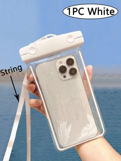 1 件夜光防水手机袋、手机防水袋、游泳外卖挂脖手机袋、触屏挂绳手机袋、荧光手机袋、户外运动游泳漂浮气囊水下摄影手机壳、手机防水袋、手机袋沙滩手机袋适用于 14 13 12 等手机（白色）旅行必需品旅行配件旅行必备品假期暑假学校配件返校用品