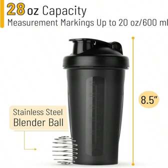 1pc 20oz/600ML Shaker Bottle Classic Loop Hook & Leak Proof,Scale,A Small Stainless Whisk Blender,Certified PP5,Dishwasher Friendly Sports Fitness Protein Powder Mixing Cup Camping Cup Water Bottle Coffee Cup Large Sports Shake Cup, With Metal Stirring Ball, For Protein Powder Shake Drink Mixing, Sports Water Bottle, Suitable For Gym, School Playground Work And Others Back To School