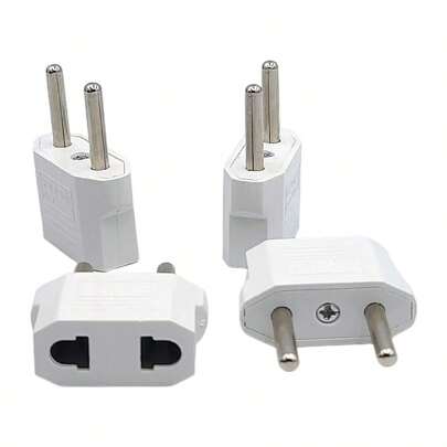 European Travel Plug, Usa To Europe Power Adapter, Germany Spain France Iceland Greece Norway Converter For Europe, Great For Travel (2pcs White)