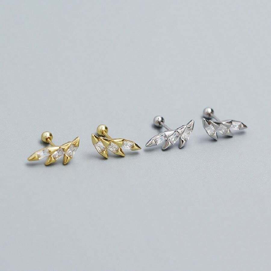 Yhe0597 CrossBorder Luxury Piercing Earrings S925 Silver Ins Wing Shaped Threaded Stud
