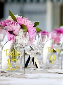 10 pièces Cartes de table de mariage Panneaux acryliques réutilisables Numéro de signe numérique Signe de chaise réservé DIY Clip de décoration de centre de table - Transparent - Voir 8