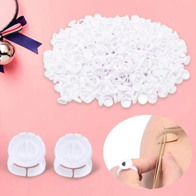 Herramienta De Gota De Pegamento Y Plato Dappen, 25 Piezas Soporte De Pegamento Para Pestañas Desechable Redondo De Pe Blanco Y Paleta De Anillo Para Extensiones De Pestañas Y Microblading