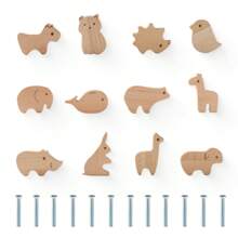 1 set Baby Houten Dieren Lade Knoppen , 12st In Multifunctioneel Kastje Ladenkast Knoppen , Gemakkelijk Naar Geschikt Voor Thuis Kasten