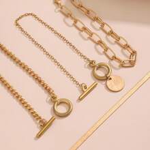 4pcs Women's Simple Fashion Bracelets Set - Gold - View 3
