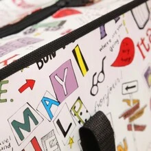 Weiße Aufbewahrungstasche mit Kritzelmuster für Schule, Schul-Accessoires und Schulsachen