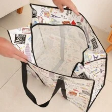 Weiße Aufbewahrungstasche mit Kritzelmuster für Schule, Schul-Accessoires und Schulsachen