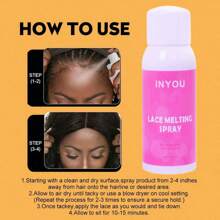 Inyou 1入組120毫升蕾絲融化和固定噴霧不需膠的假髮黏合劑,封閉式假髮擴展用途的激強融化噴霧黏合劑,假髮融化噴霧強力自然塑形固定 - 120ML-INYOU-Pink - 查看 9