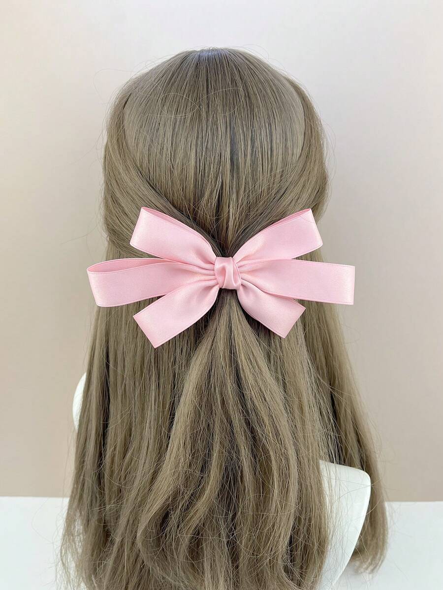 1入粉色簡約風蝴蝶結髮夾,適合女孩們日常佩戴,可愛又甜美的髮飾,是送給朋友的絕佳禮物 - 粉色 - 查看 1