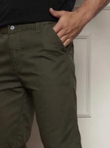 Men's Bermuda Shorts Colored Twill Premium Jeans Various Colors - 軍綠色 - 查看 2