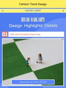 可愛動物設計的新夏季系列！卡通動物包括恐龍、獅子、貓、狗和熊超級可愛。圓形多功能地毯，適用於家居、客廳、臥室、餐廳、戶外等場所。也可以用作嬰兒搖籃墊。防污防滑，裝飾房間。 - 棕色 - 查看 2