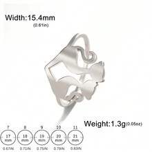 1件不鏽鋼貓形戒指,可愛動物極簡風時尚配件,派對和情侶禮物 - 動物系列 - 查看 11