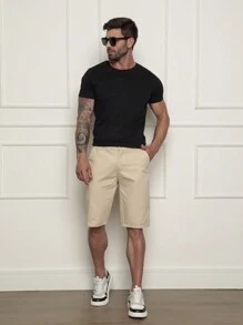 Men's Bermuda Shorts Colored Twill Premium Jeans Various Colors - Beige - View 2