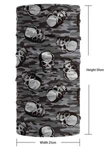 Sun Protective Anti UV White Skull 100% Polyester Seamless Tube Bandana Ski Mask - Multicolor - View 2