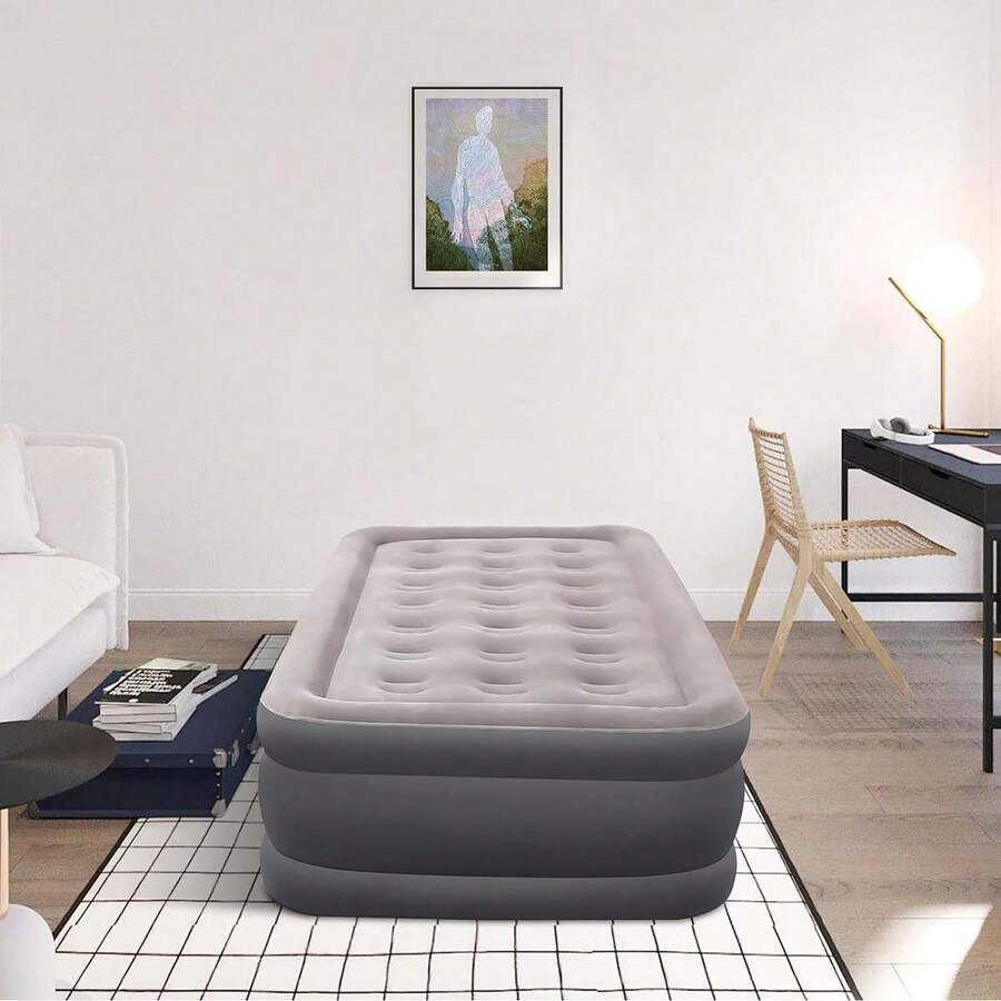 Self Inflatable Air Bed Built-In Electric Pump Air Mattress Single With Storage Bag - Black - View 1