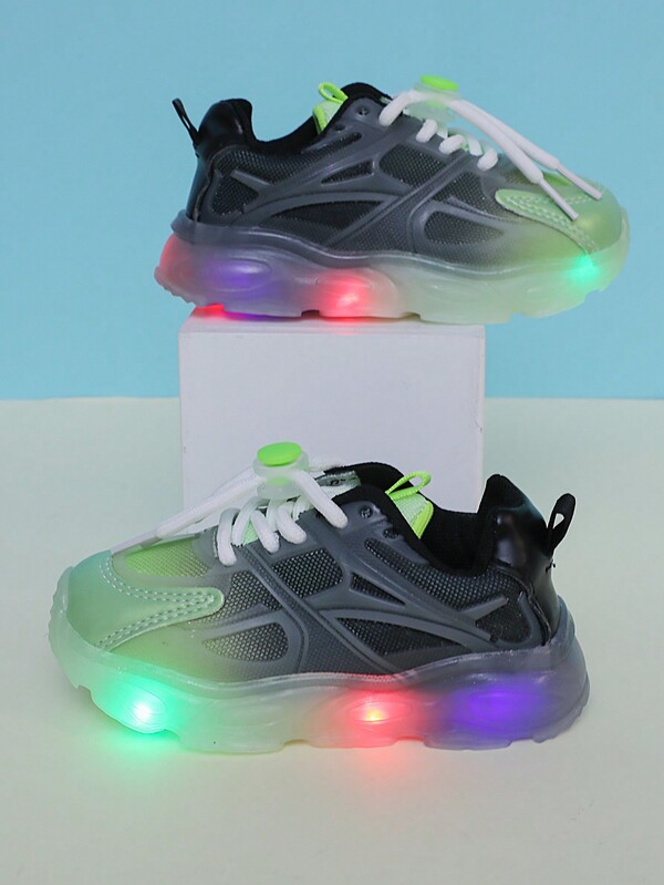 Color Block Fashionable Light Up Spring/Summer Girls' Comfortable Baby Sports Shoes