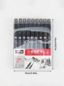 Bộ 9 Bút Vẽ Phác Thảo & Chi Tiết Với 8 Bút Đầu Kim Và 1 Bút Đầu Mềm, Dùng Để Vẽ Tay Và Phác Thảo - màu đen - Xem 2