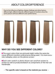 夾式直馬尾假髮，女士專用，24英寸香檳色包裹式長直合成纖維髮片配件，擬真自然 - 摩卡棕 - 查看 7