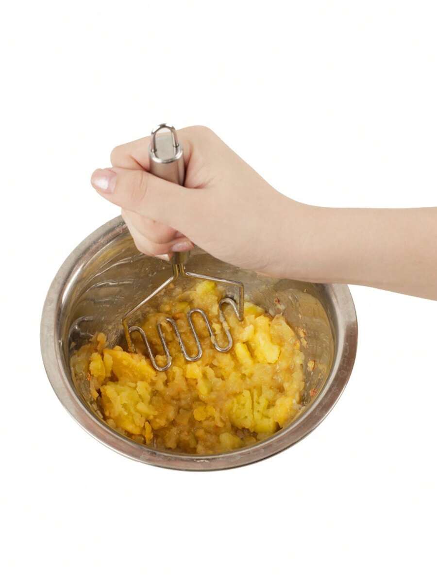 1入組不銹鋼波浪捣碎器,馬鈴薯泥搗壓器,廚房捣碎工具 - 銀色 - 查看 1