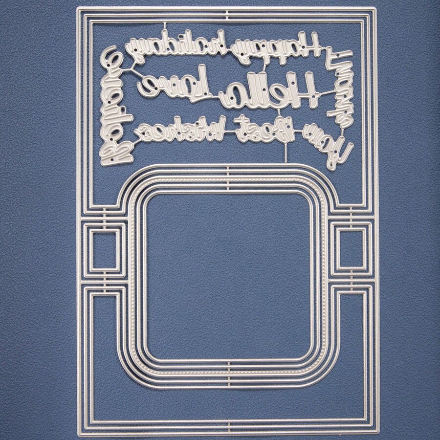 1 Piece Of Rectangular Letter Series Decoration Metal Carbon Steel Paper Art Embossing Die