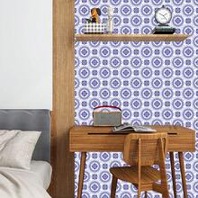 蓝色波西米亚风格 3D 数码印刷墙面装饰贴纸适用于卧室、家具、乙烯基家居装饰、可拆卸、可清洗、适用于台面、橱柜、浴室、厚架子衬垫、四季贴纸 - XBZ046 - 查看 4