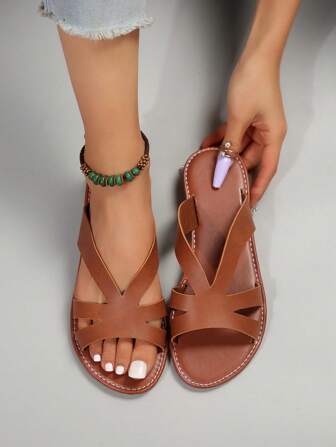 Women's Flat Slippers, Fashionable Casual Home/Beach Slides