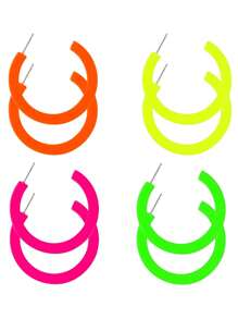 Xiacheng 4 pares de pendientes redondos y fluorescentes de acrílico candy para mujeres estilo los años 80s y 90s, aretes con aro de colores retro y dorados para fiestas de disfraces o fiestas de baile.