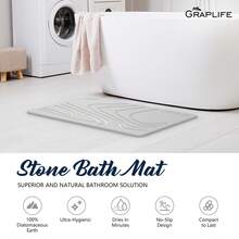 Graplife Stone Mat 23.62x15.35", Diatomaceous Earth Bath Mat, Fast Drying, With Anti Slip Pad - Light Grey - View 2