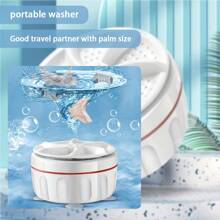 1入便攜式迷你超聲波渦輪洗衣機,旋轉設計適用於旅行和宿舍 - 白色 - 查看 1