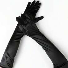 优雅中长款女士缎面性感晚宴派对婚礼手套（1双装）万圣节夏季 - 彩色 - 查看 17