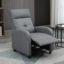 HOMCOM Sillón Relax Manual Sofá Reclinable TV Tapizado en Tela con Reposapiés Carga 150 kg Silla con Respaldo para Salón Dormitorio Gris - Gris - Ver 2