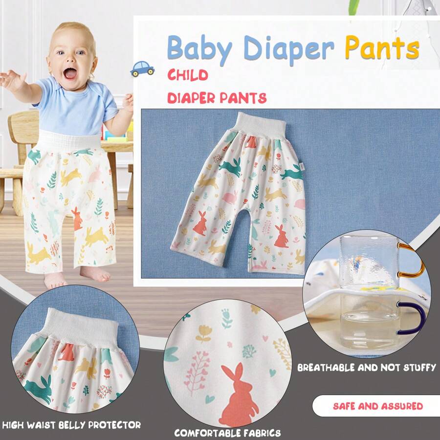 2pcs Soft & Breathable Reusable Baby Diapers With Waterproof Pad For