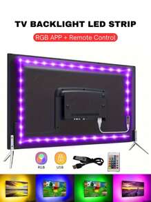 ONELEDWANGRX 1pc Smart RGB LED Strip Lights, 1/3/5/10/15m, 3.3/10/16/33/50ft USB 5V Powered 2-Mode Control, 24-Key Remote Control + App Control, Light Color And Brightness Adjustable, Can Be Bended And Cut,Easy To Install Atmosphere Lights, For Home Party, TV Backlight