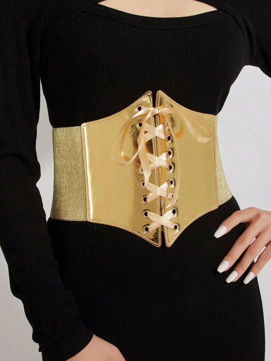 Cinturón mujer para envolver y ceñir la cintura, color dorado - Dorado - Ver 1