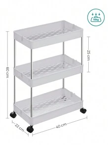 SONGMICS Desserte à roulettes, Chariot de Rangement, Étagère Roulante, 3 Niveaux, Gain de Place, pour Salle de Bain, Cuisine, Bureau, 40 x 22 x 60 cm, Gris/Blanc - Blanc - Voir 5