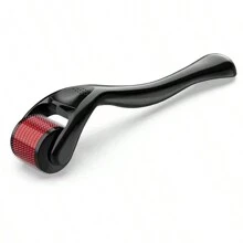 1入紅色磨砂頭與黑色手柄面部按摩滾輪和針頭微針輪 - 酒紅色 - 查看 5