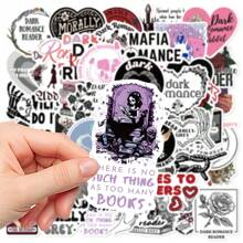 50pcs Dark Romance Reader Stickers, Creative Gothic Cartoon Style Waterproof Stickers For Diy Phone Case, Notebook, Laptop, Water Cup Decoration Back To School - Multicolor - View 8