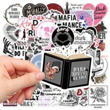 50pcs Dark Romance Reader Stickers, Creative Gothic Cartoon Style Waterproof Stickers For Diy Phone Case, Notebook, Laptop, Water Cup Decoration Back To School - Multicolor - View 6