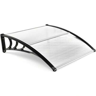 Canopy For Front Door, 102/122/199 * 99 Cm Roofing Made Of Aluminum & Polycarbonate, 5mm Thick Front Door Roof Canopy, Sun Protection Rain Protection Weather Protection For Entrance Area