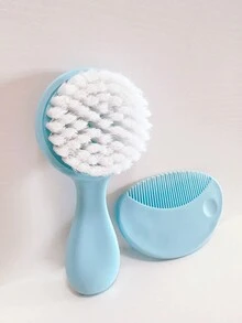 2pcs Blue Baby Scalp Massaging Brush For Daily Use, Suitable For Newborns To Remove Cradle Cap And Soft Hair - Blue - View 5