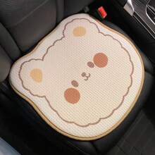 1入組通用汽車坐墊和靠背：全季通風和加熱座椅套,可愛的熊設計 - 米色 - 查看 4